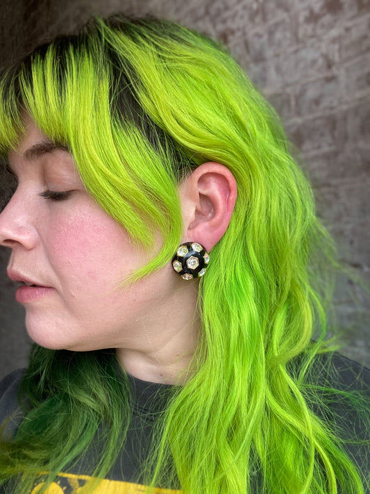 Christian Dior 80's 90's Rhinestone Gold Earrings