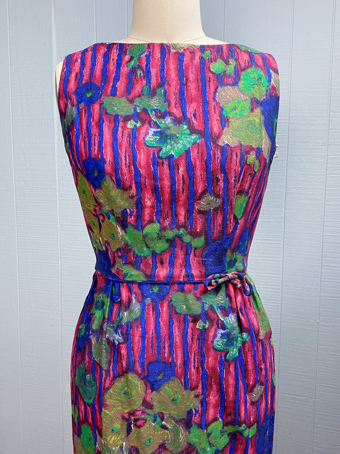 50s 60s Striking Floral Dress | XS