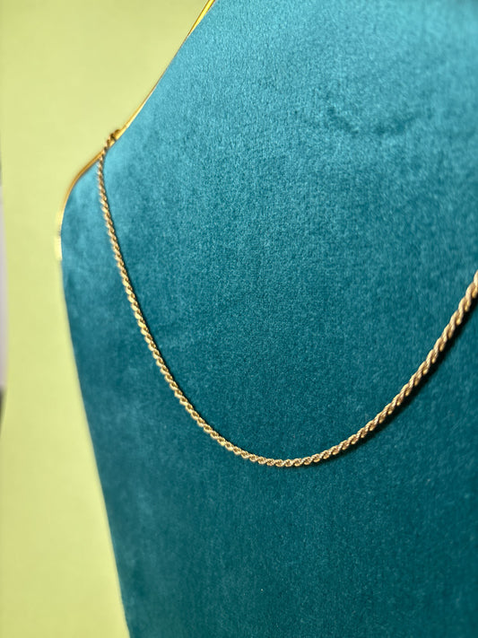 Sterling Silver Gold Wash Twisted 16" Rope Baby Chain