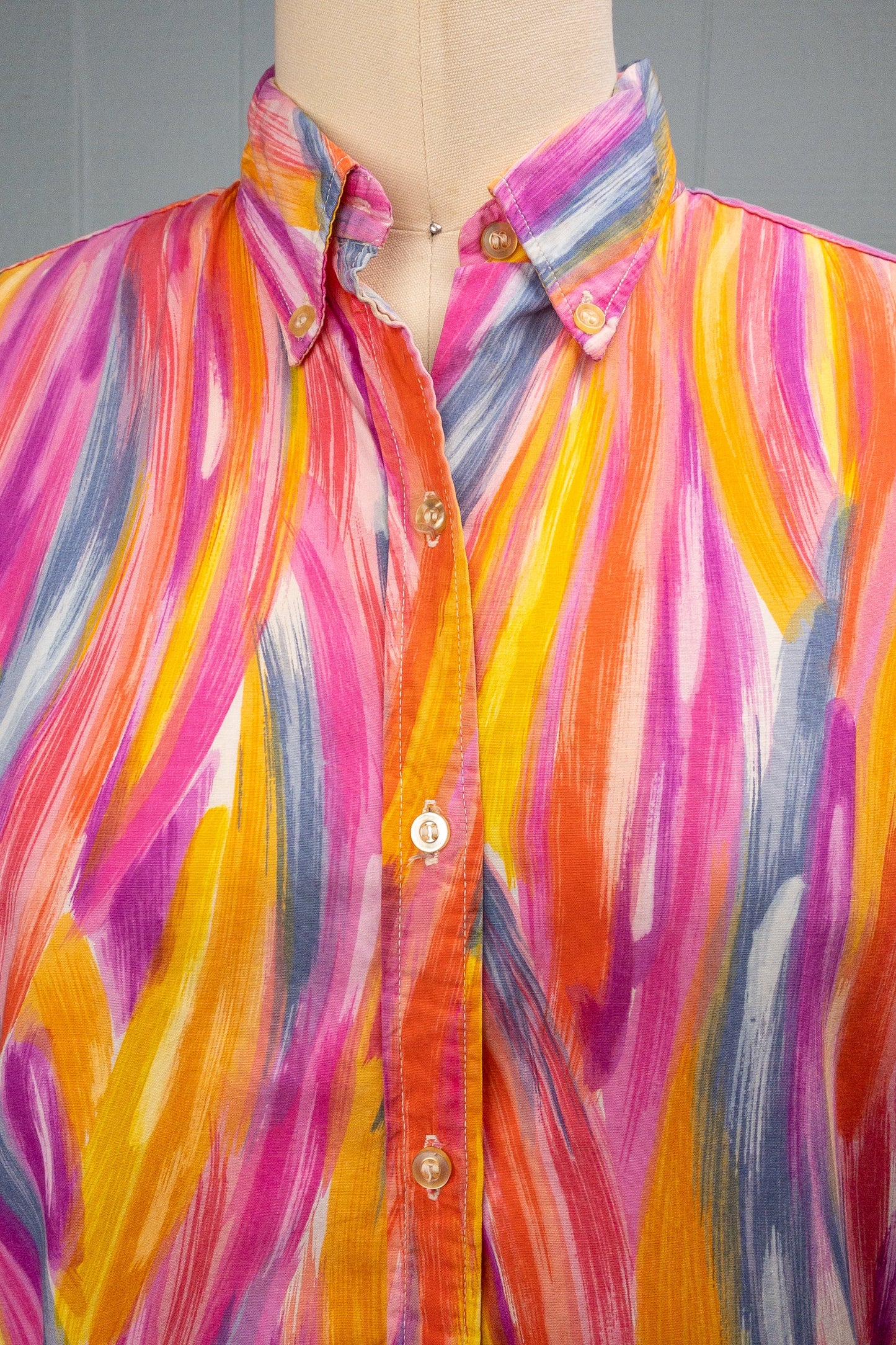 60's Painting with Rainbows Blouse | S/M