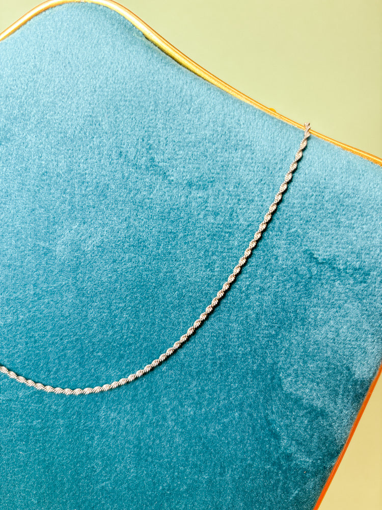 Sterling Silver Twisted Rope 16" Baby Chain