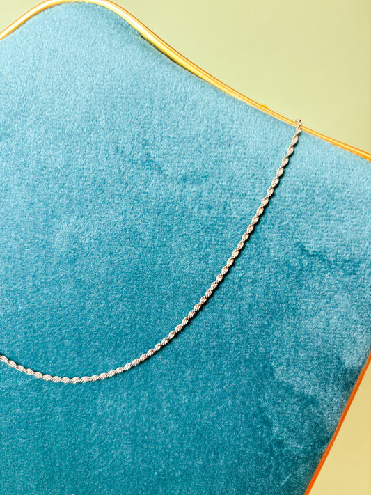 Sterling Silver Twisted Rope 16" Baby Chain