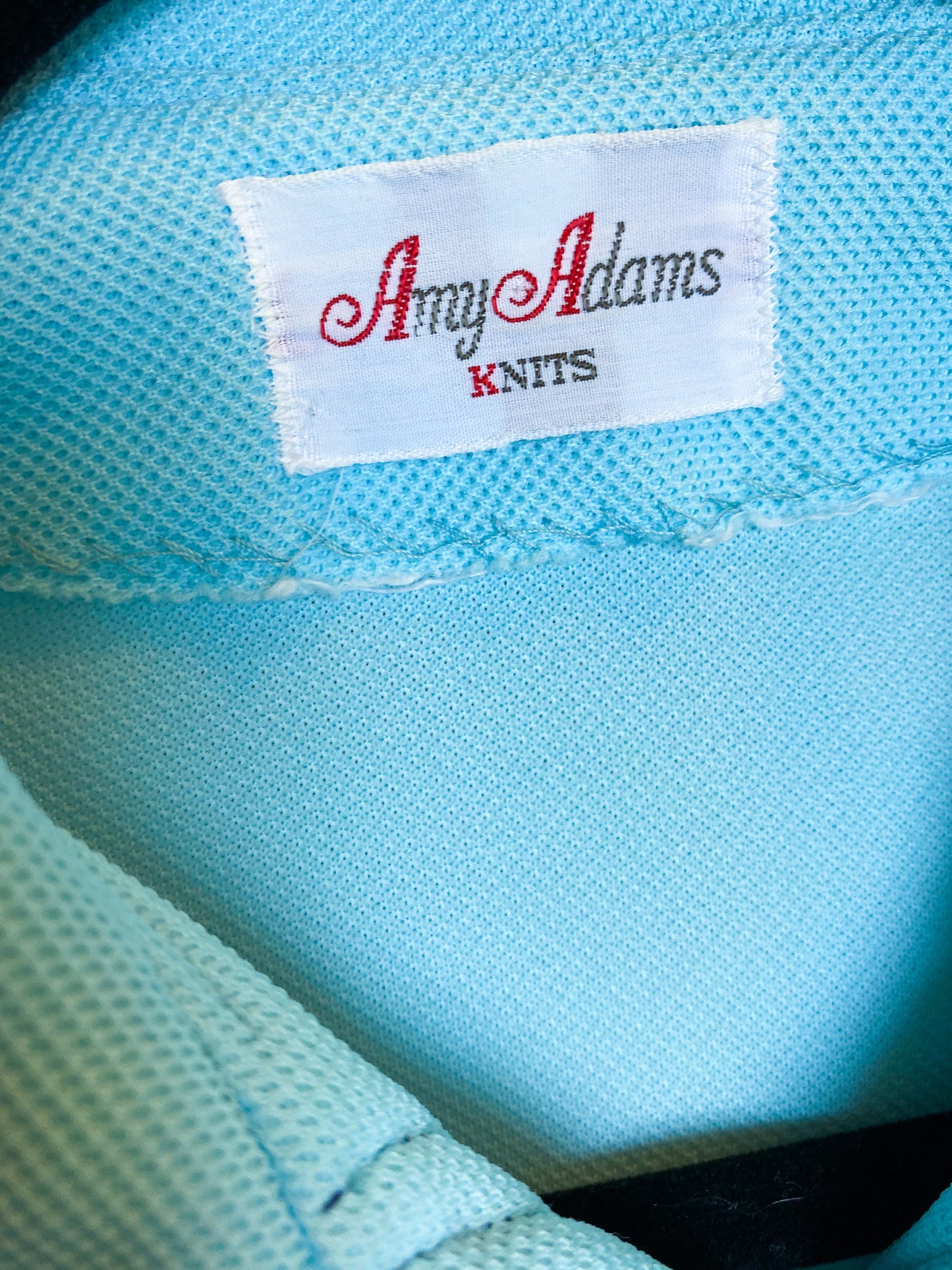 70's Light Blue Zip Front Wiggle Dress | L/XL