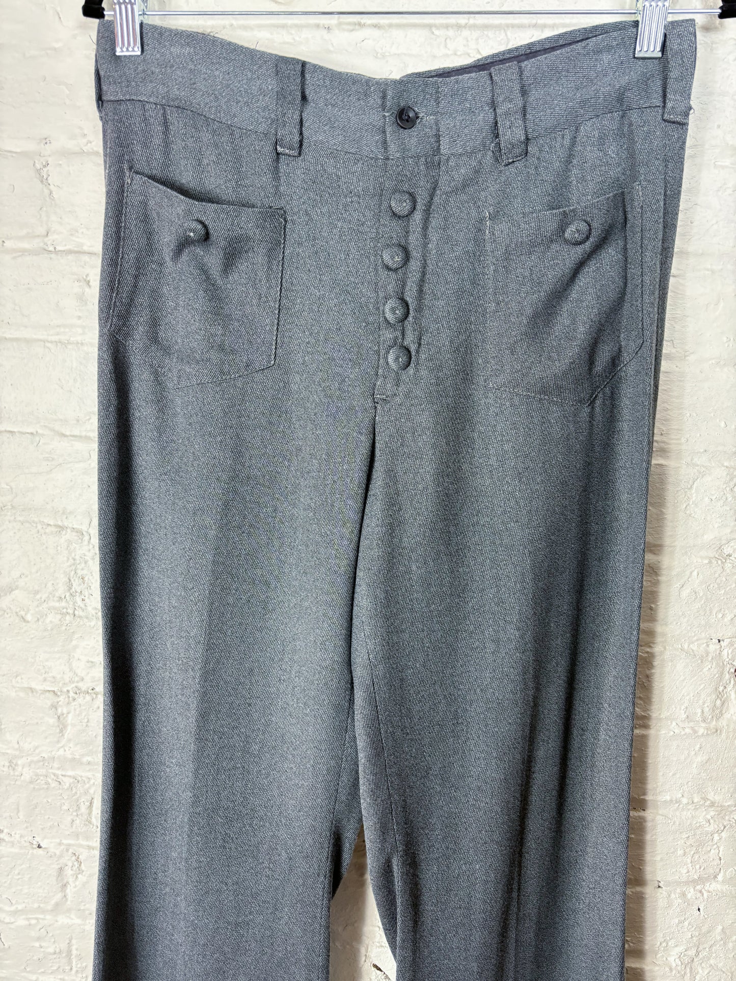 70's Grey Twill "Flairs" Bell Bottom Trousers | M/L