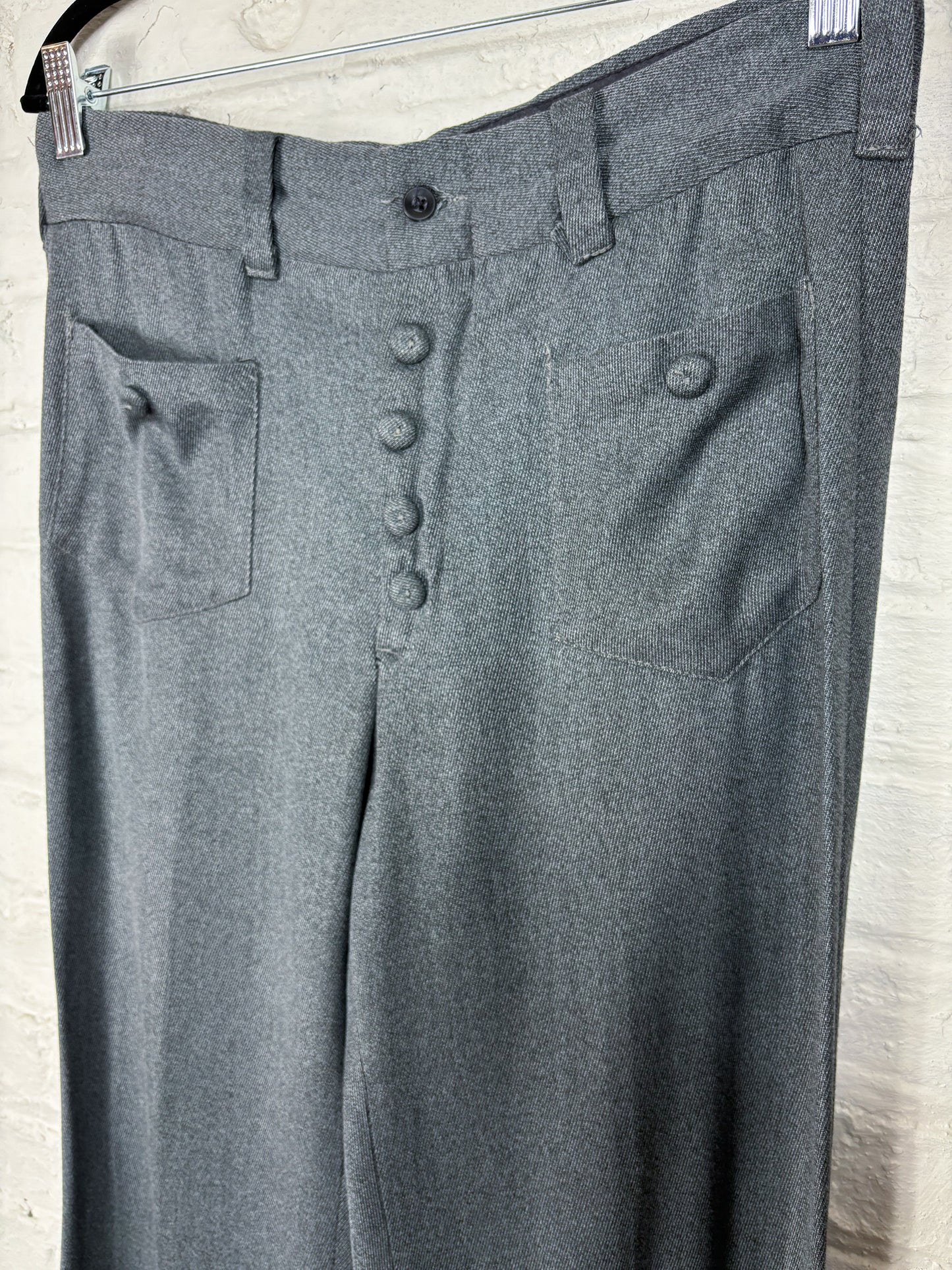 70's Grey Twill "Flairs" Bell Bottom Trousers | M/L