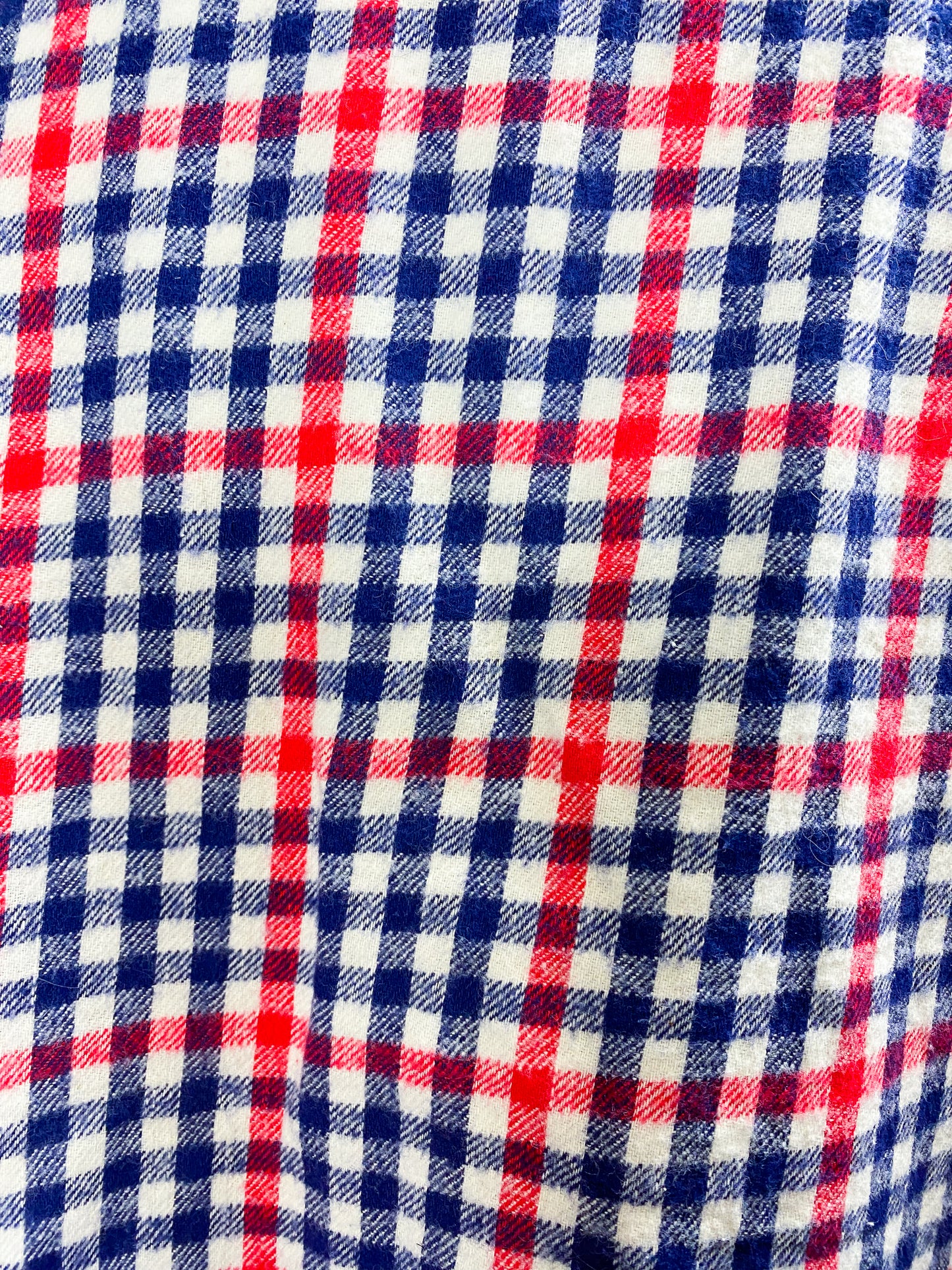 60s Blue & Red Cotton Plaid Flannel Button Up Shirt | L/XL