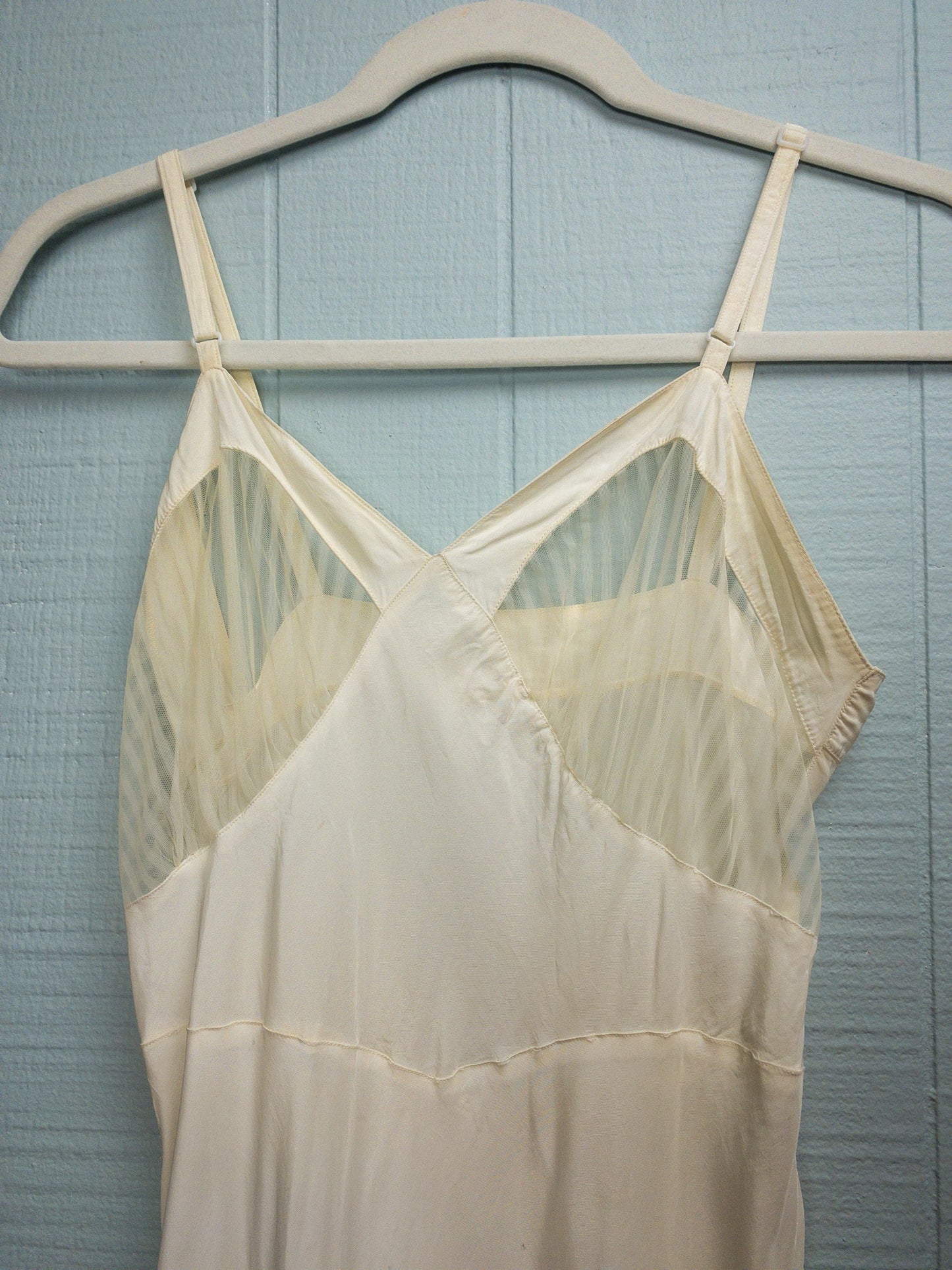 50's White Bias Cut Striped Sheer Slip | XXS/XS