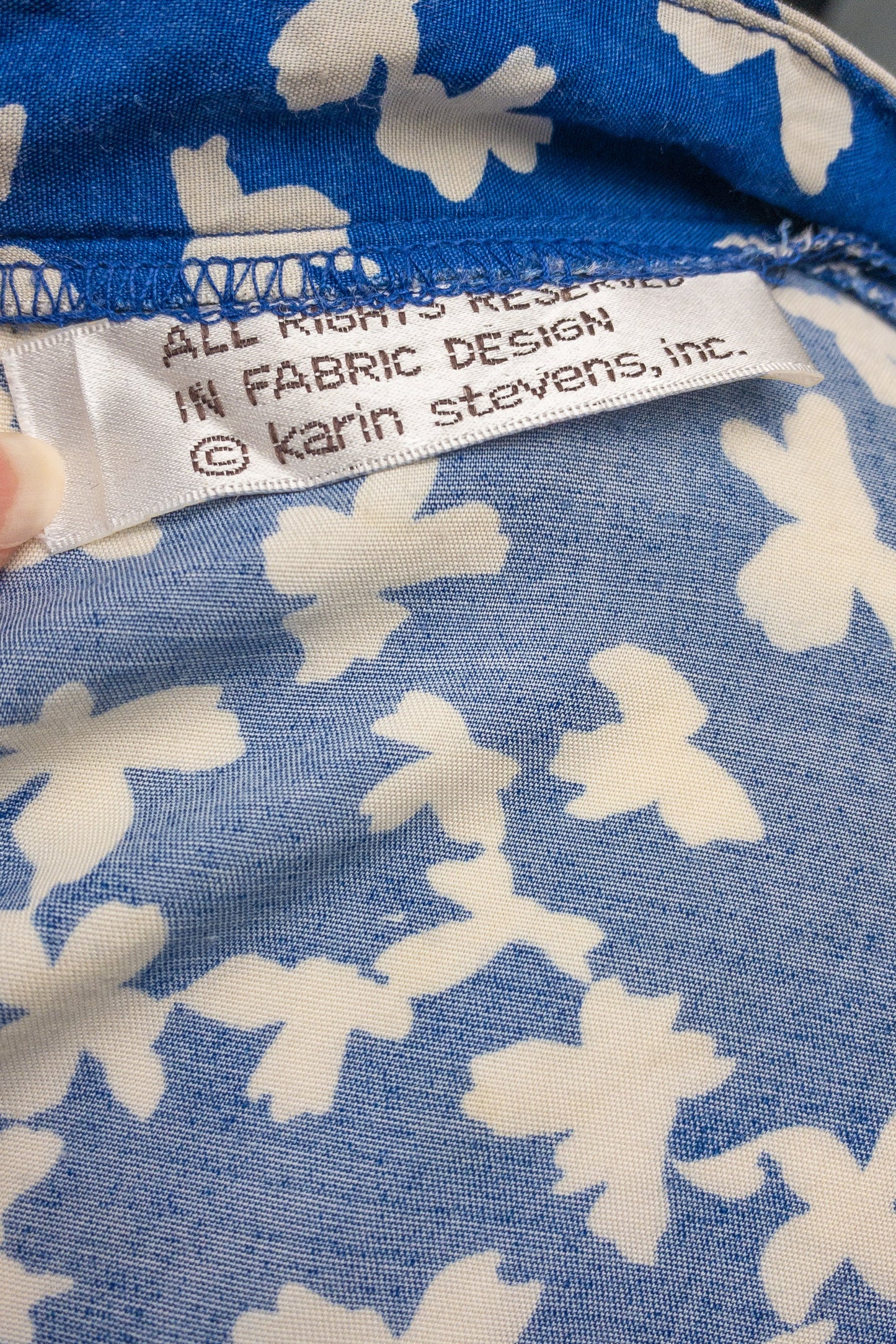 80's Blue & White Floral Wiggle Dress | S/M