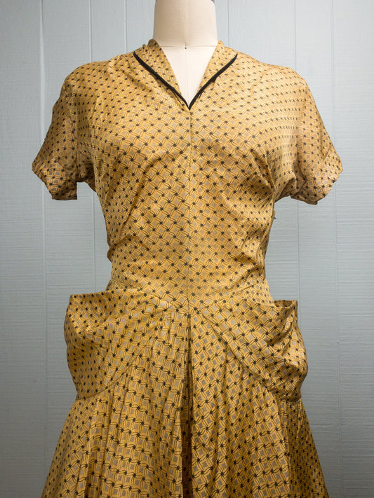 40s 50s Golden Sun Gown | M/L