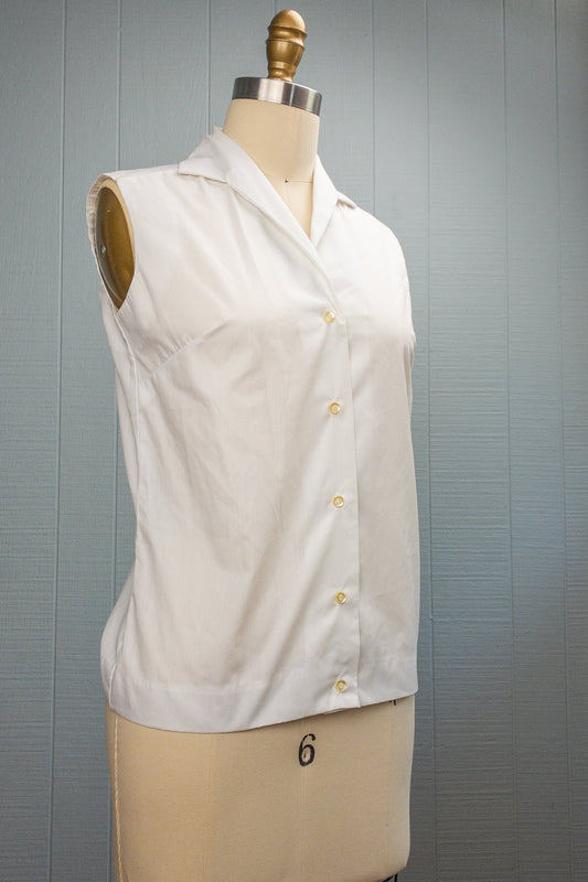 50's "Lady Van Heusen" White Button Up | S