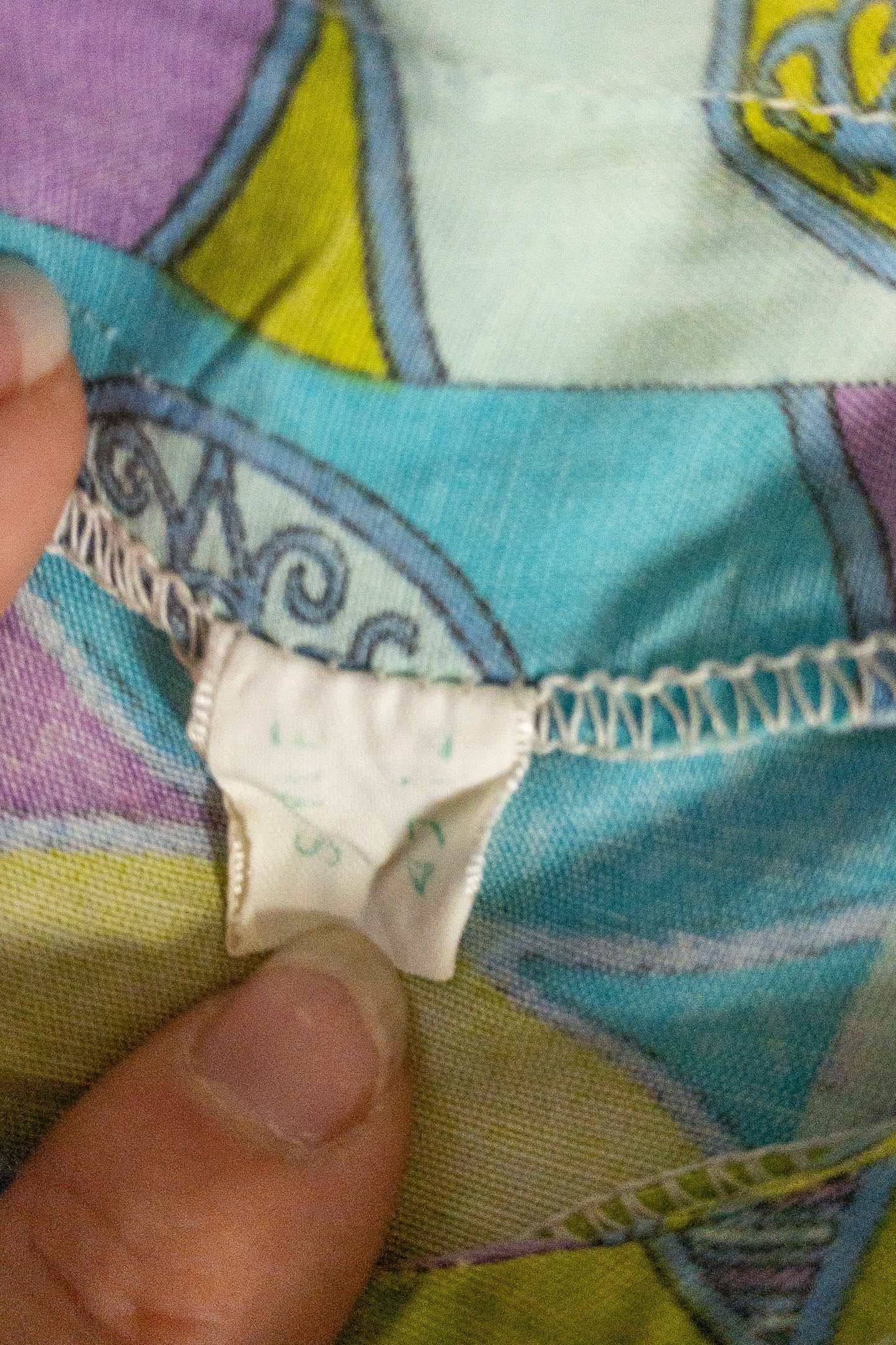 60's Blue Purple Green Beach Frill Top