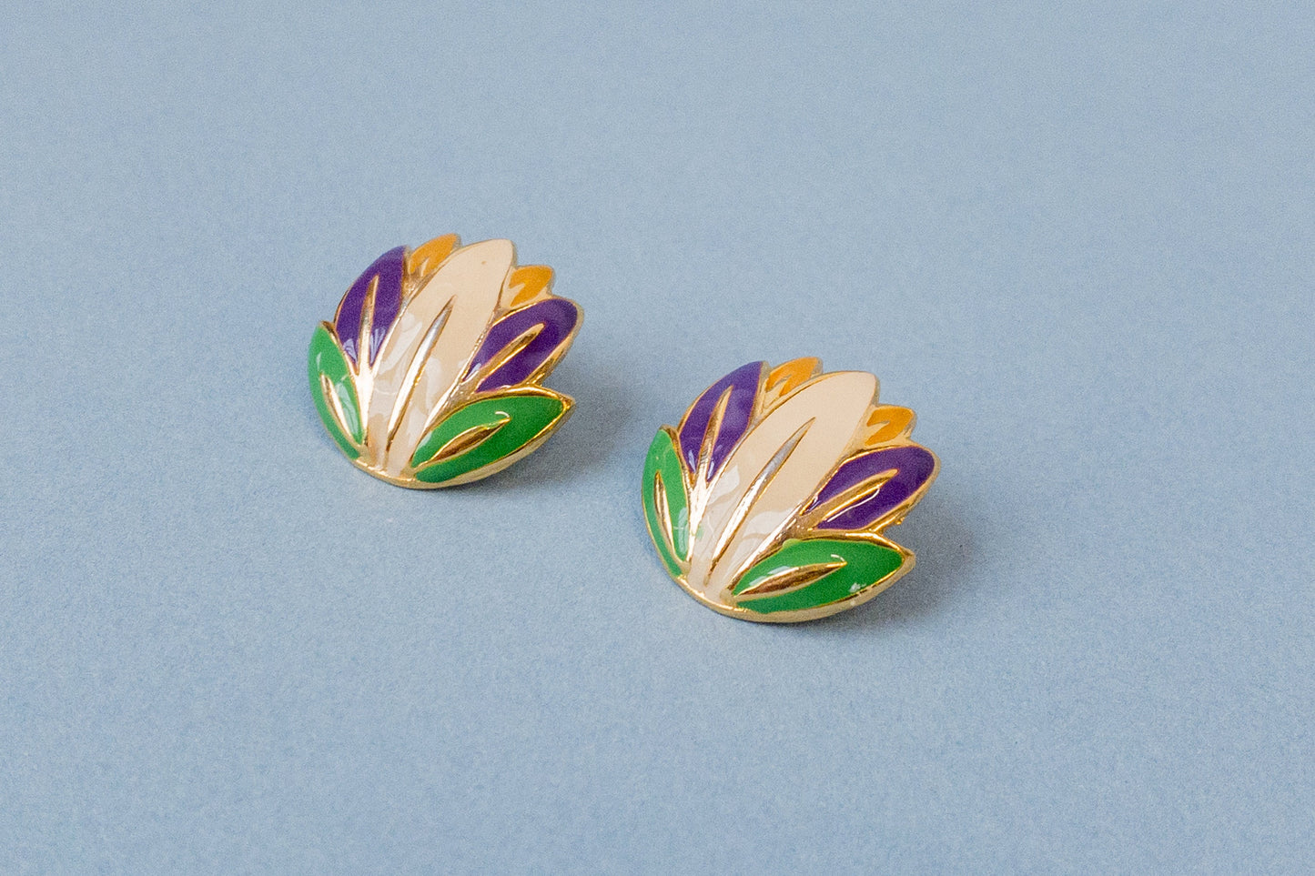 Vintage Lotus Flower Earrings
