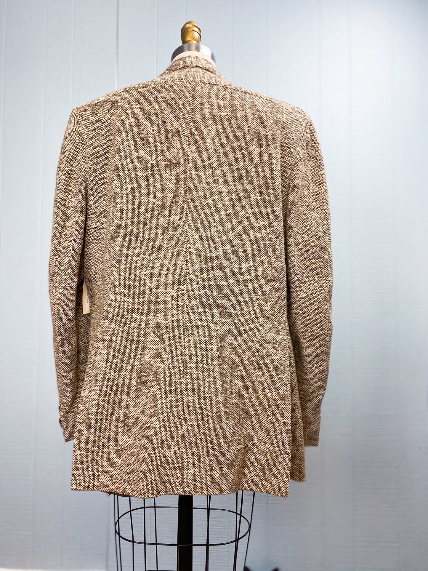 70's/80's Oleg Cassini for Barney's NY Brown & Cream Textured Blazer | XL