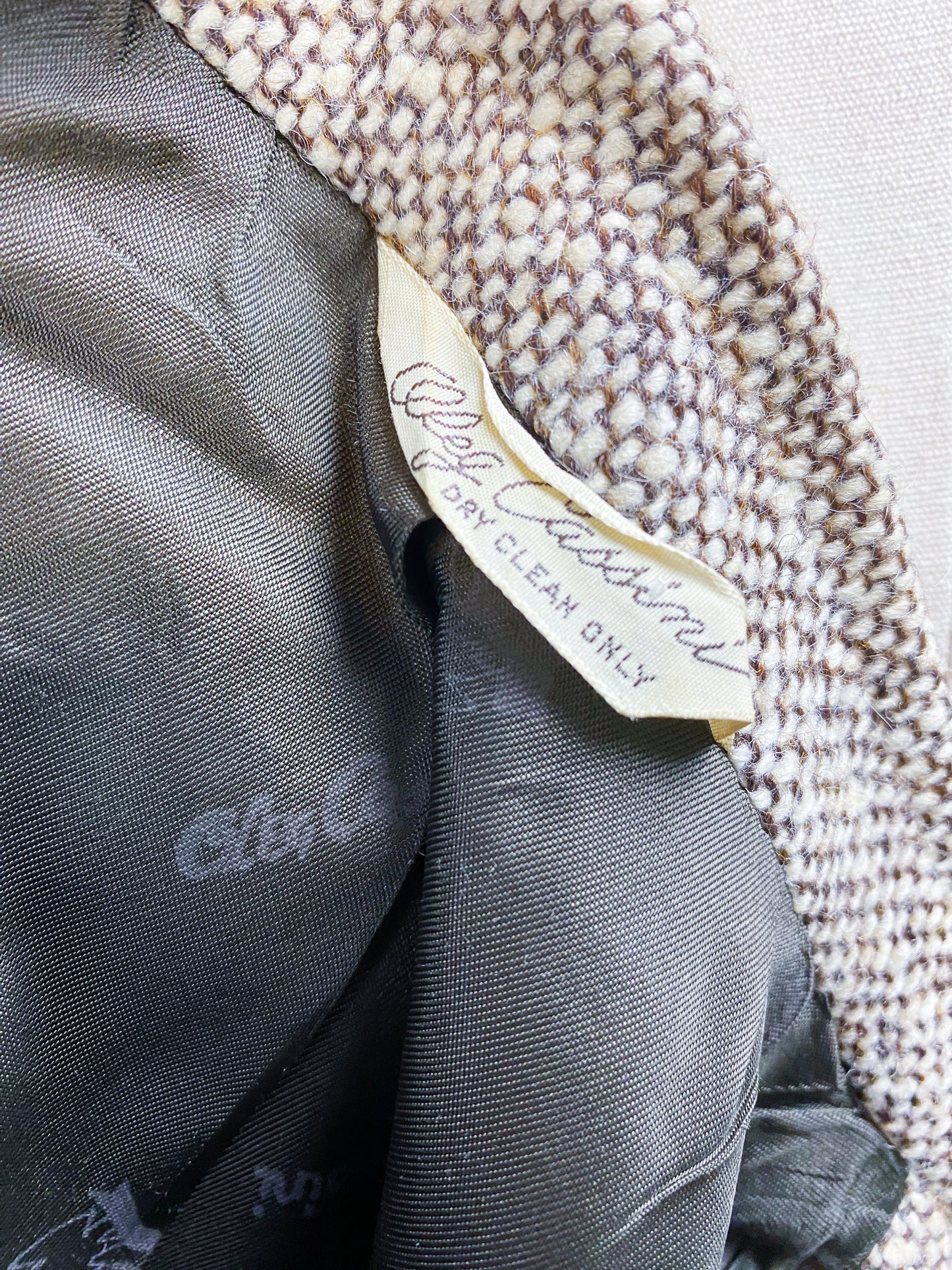 70's/80's Oleg Cassini for Barney's NY Brown & Cream Textured Blazer | XL