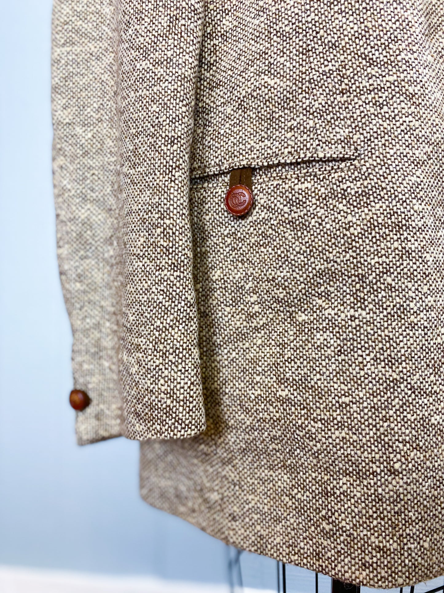 70's/80's Oleg Cassini for Barney's NY Brown & Cream Textured Blazer | XL