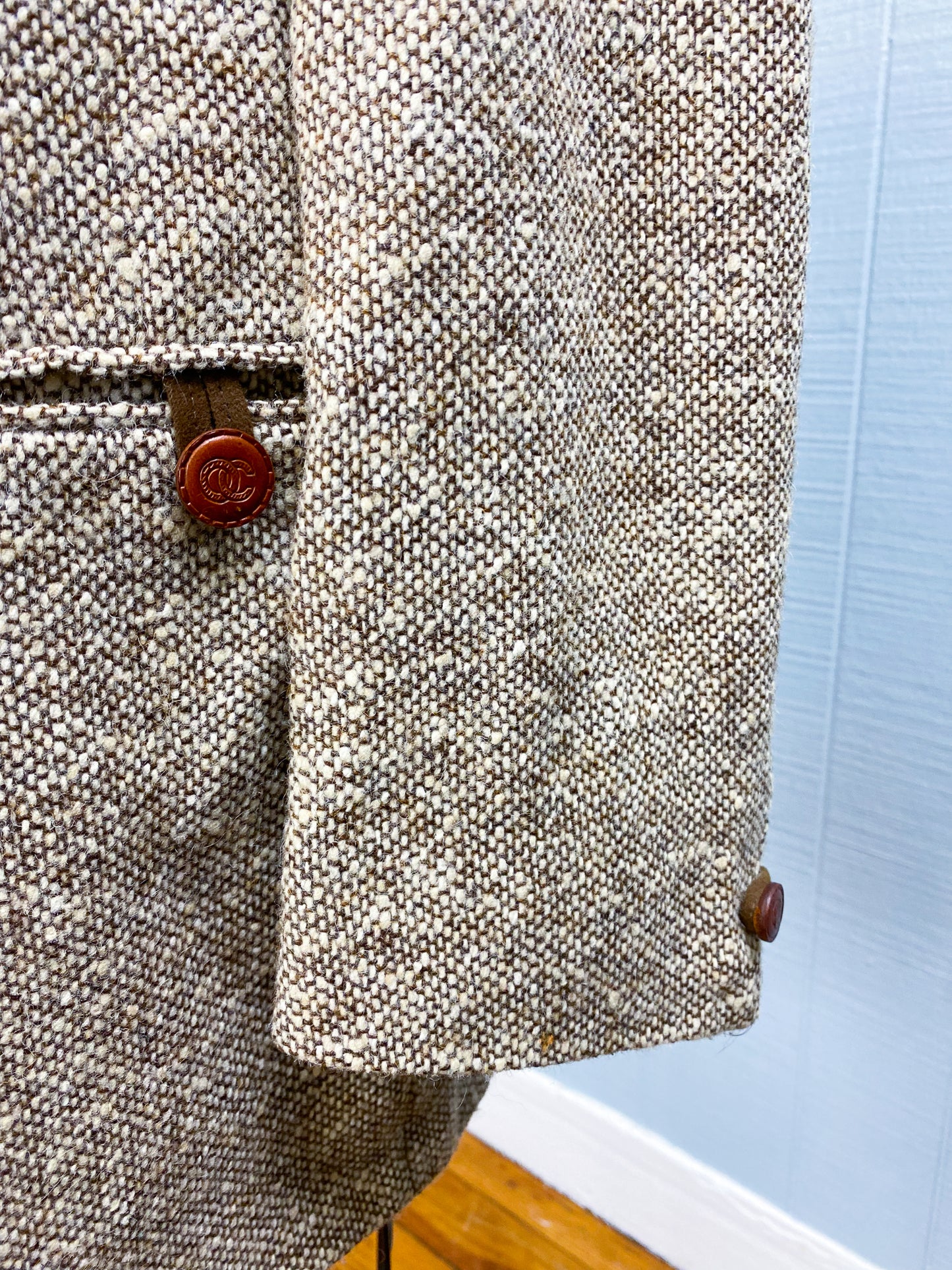 70's/80's Oleg Cassini for Barney's NY Brown & Cream Textured Blazer | XL
