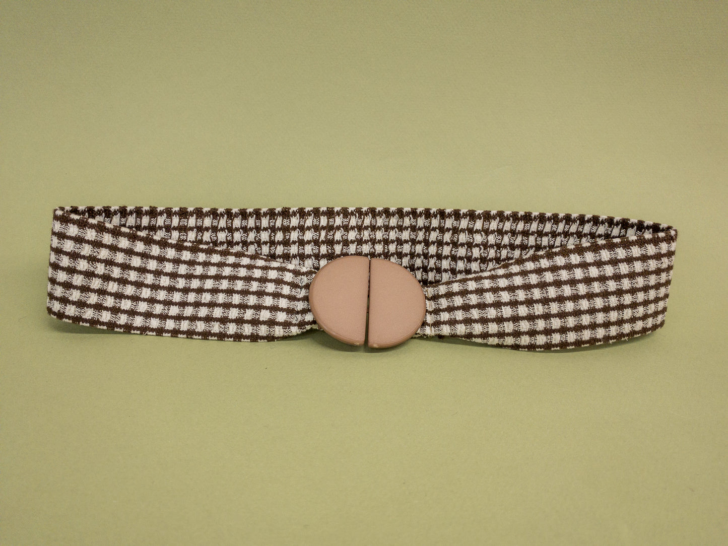 50's 60's Marvelous Mrs. Maisel Brown & White Gingham Elastic Stretch Belt