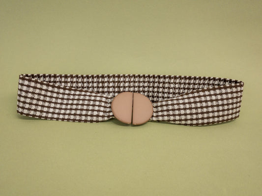 50's 60's Marvelous Mrs. Maisel Brown & White Gingham Elastic Stretch Belt