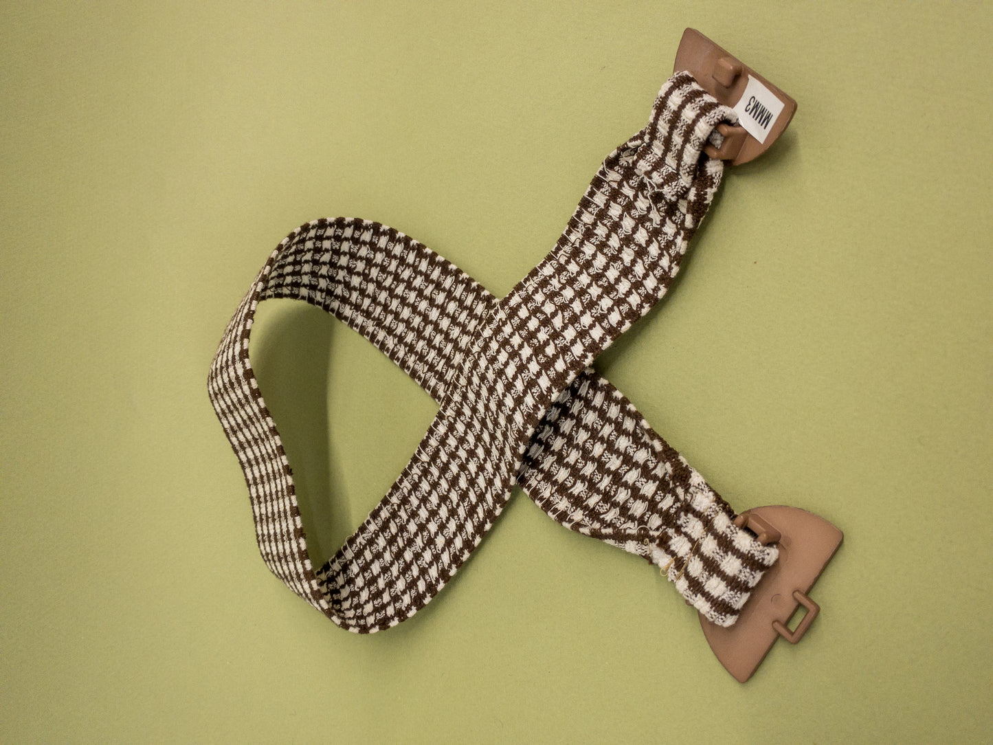 50's 60's Marvelous Mrs. Maisel Brown & White Gingham Elastic Stretch Belt