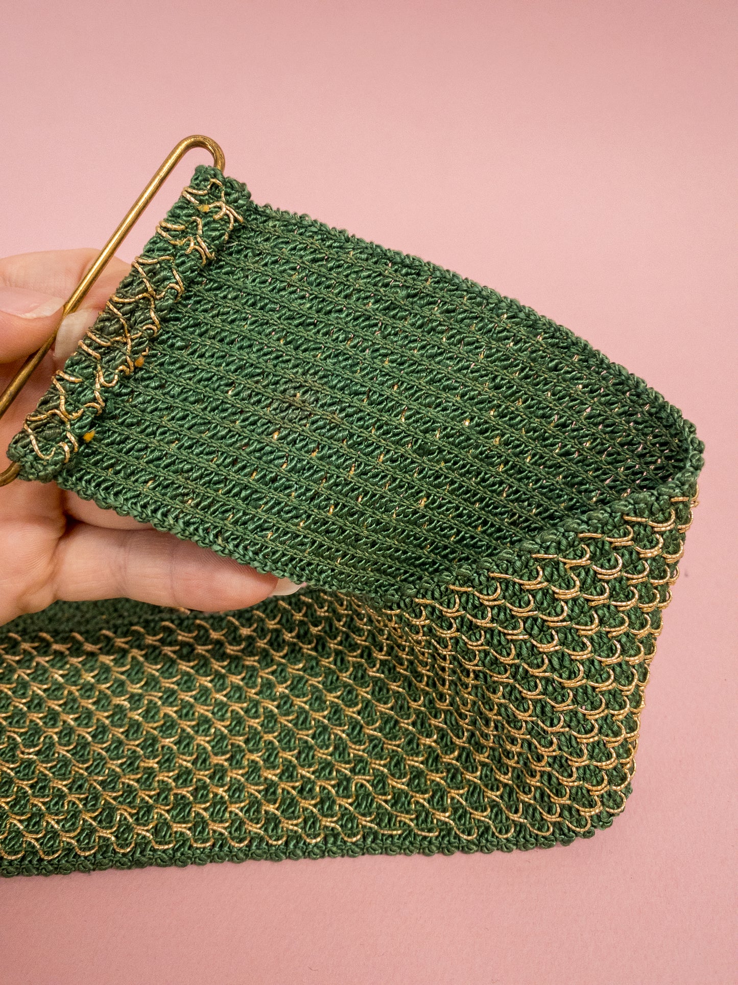 50's Mrs. Maisel Green Wide Belt Metalic Stitching Elastic Stretch