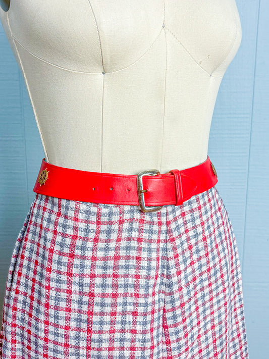 Mrs. Maisel 50s Red Leather Curved Nautical Belt | XS/S