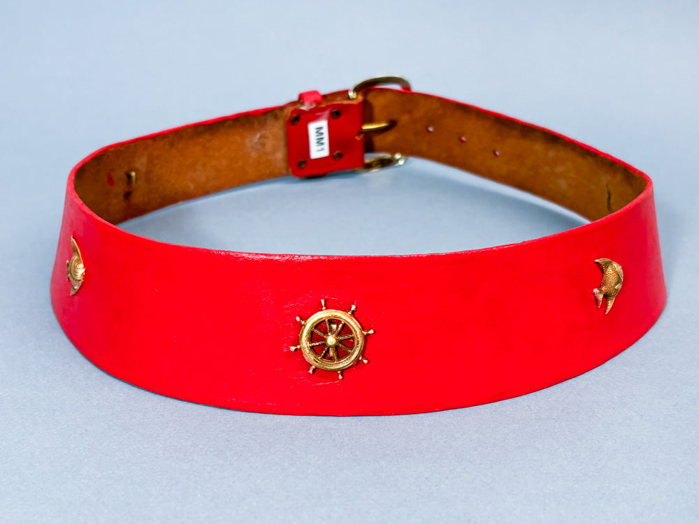 Mrs. Maisel 50s Red Leather Curved Nautical Belt | XS/S