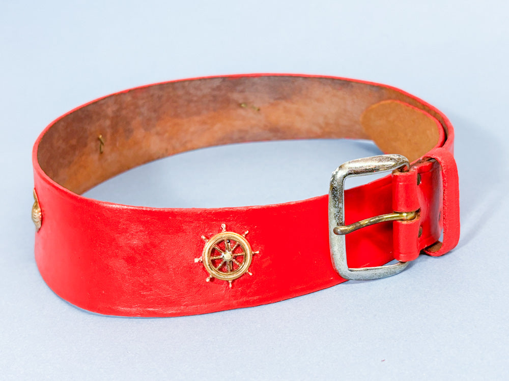 Mrs. Maisel 50s Red Leather Curved Nautical Belt | XS/S