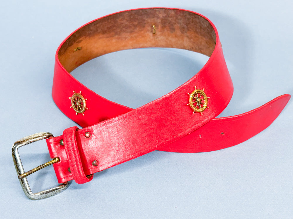 Mrs. Maisel 50s Red Leather Curved Nautical Belt | XS/S