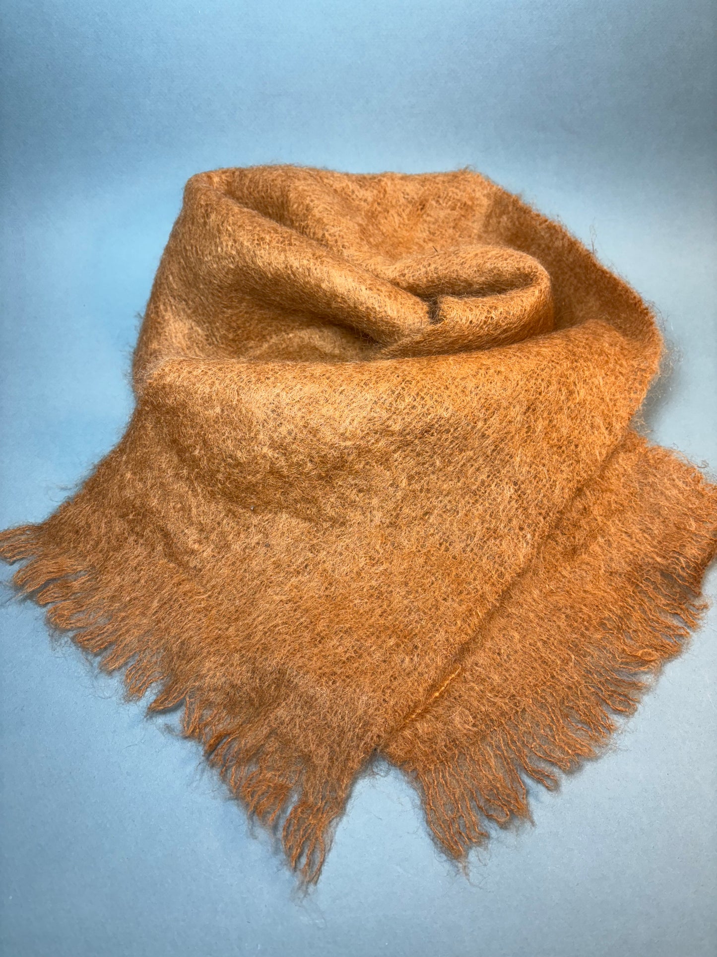 50's 60's Marvelous Mrs. Maisel Warm Tan Scottish Felted Wool Mohair Neck Scarf