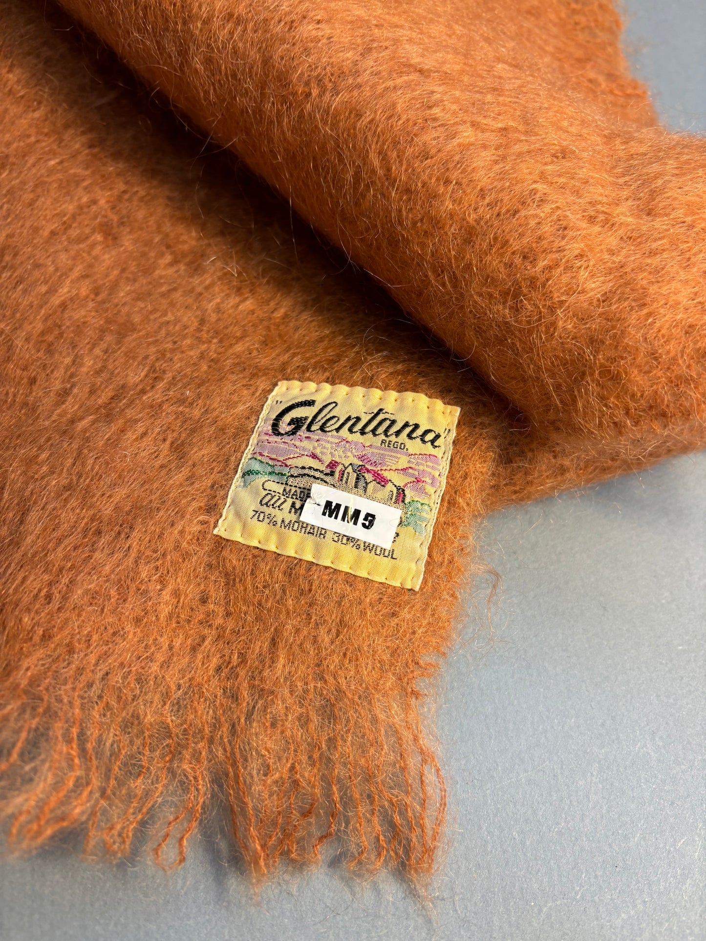 50's 60's Marvelous Mrs. Maisel Warm Tan Scottish Felted Wool Mohair Neck Scarf