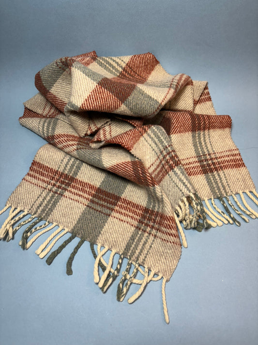 50's "Marvelous Mrs. Maisel" Grey Taupe Brown Plaid Harrods Scarf