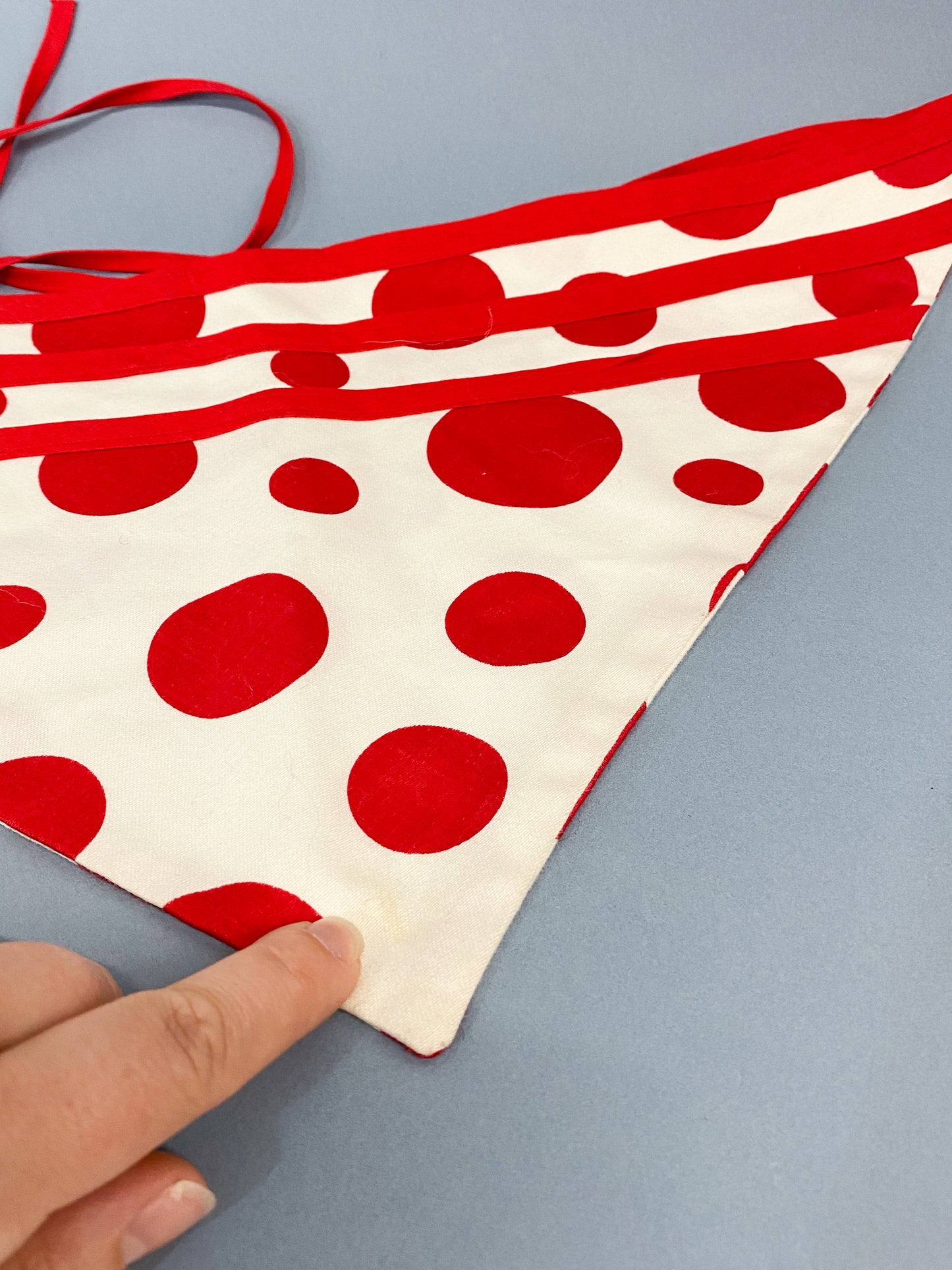 60's 70's "Marvelous Mrs. Maisel" Red & White Polka Dot Triangle Head Scarf Kerchief
