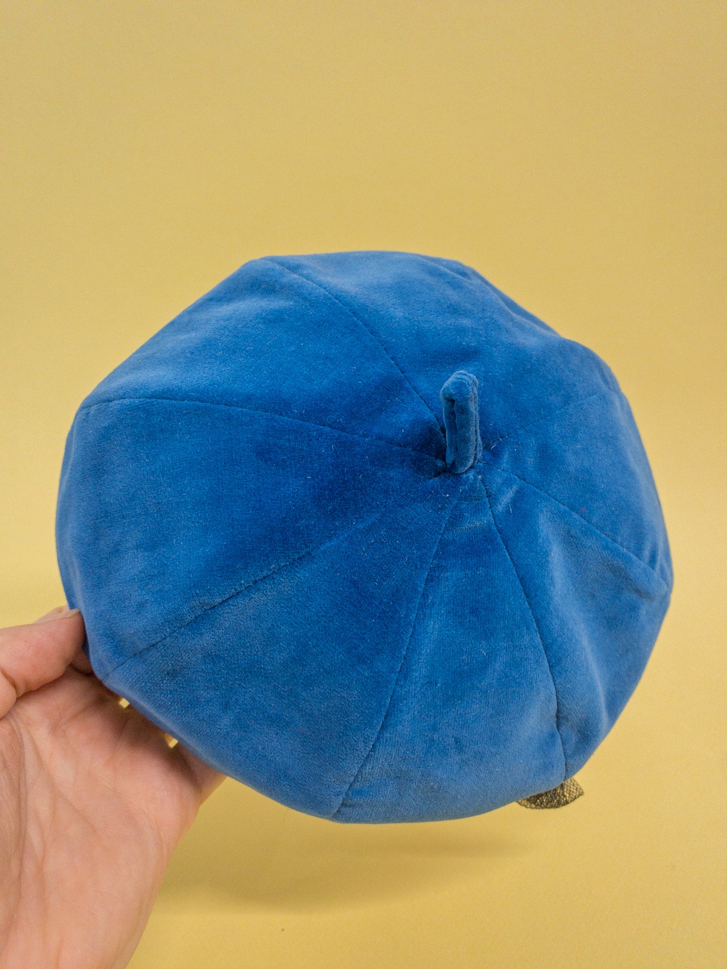 50’s 60's Mrs. Maisel Royal Blue Velvet 8 Panel Juliet Calot Cap Beanie