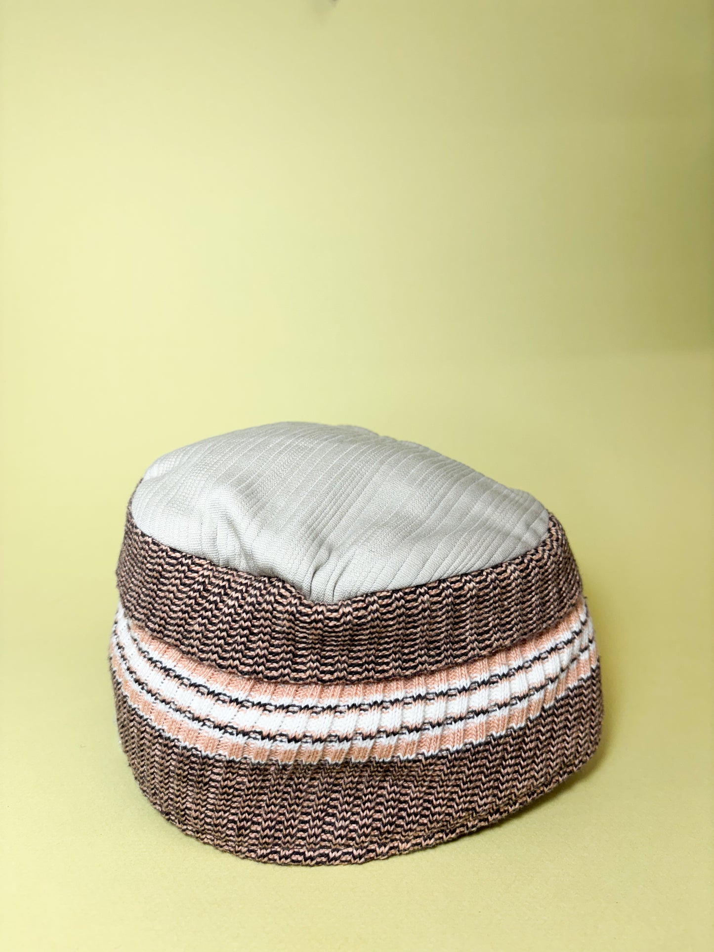 50's Mrs. Maisel Tan & Brown Sweater Ribbed Earflap Winter Hat