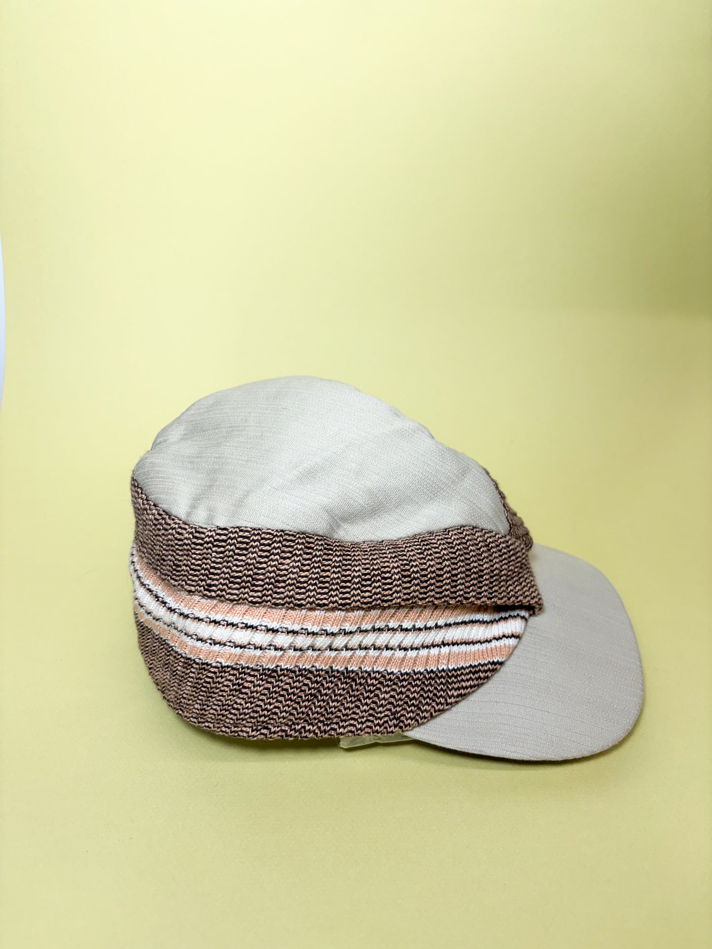 50's Mrs. Maisel Tan & Brown Sweater Ribbed Earflap Winter Hat