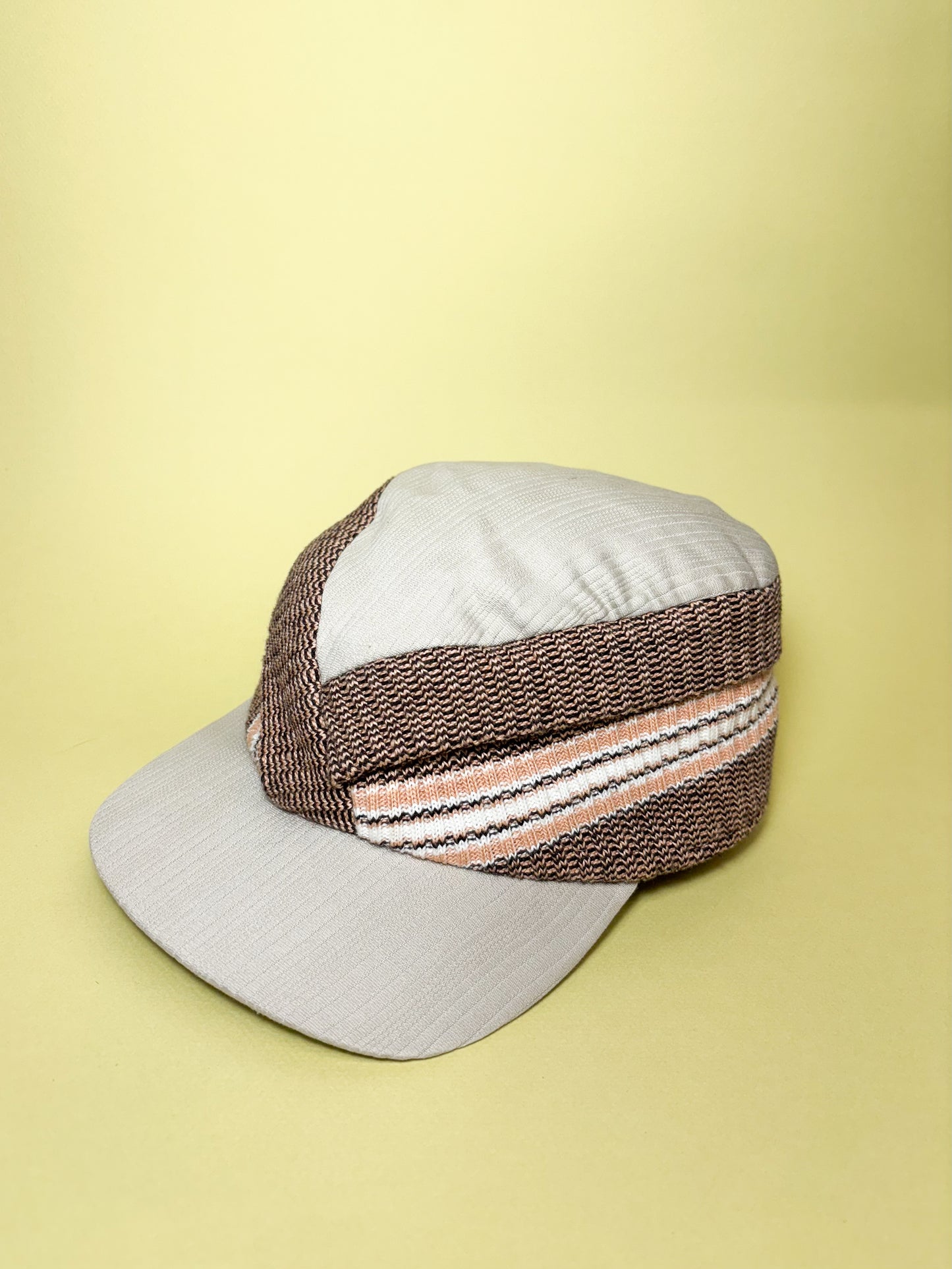 50's Mrs. Maisel Tan & Brown Sweater Ribbed Earflap Winter Hat