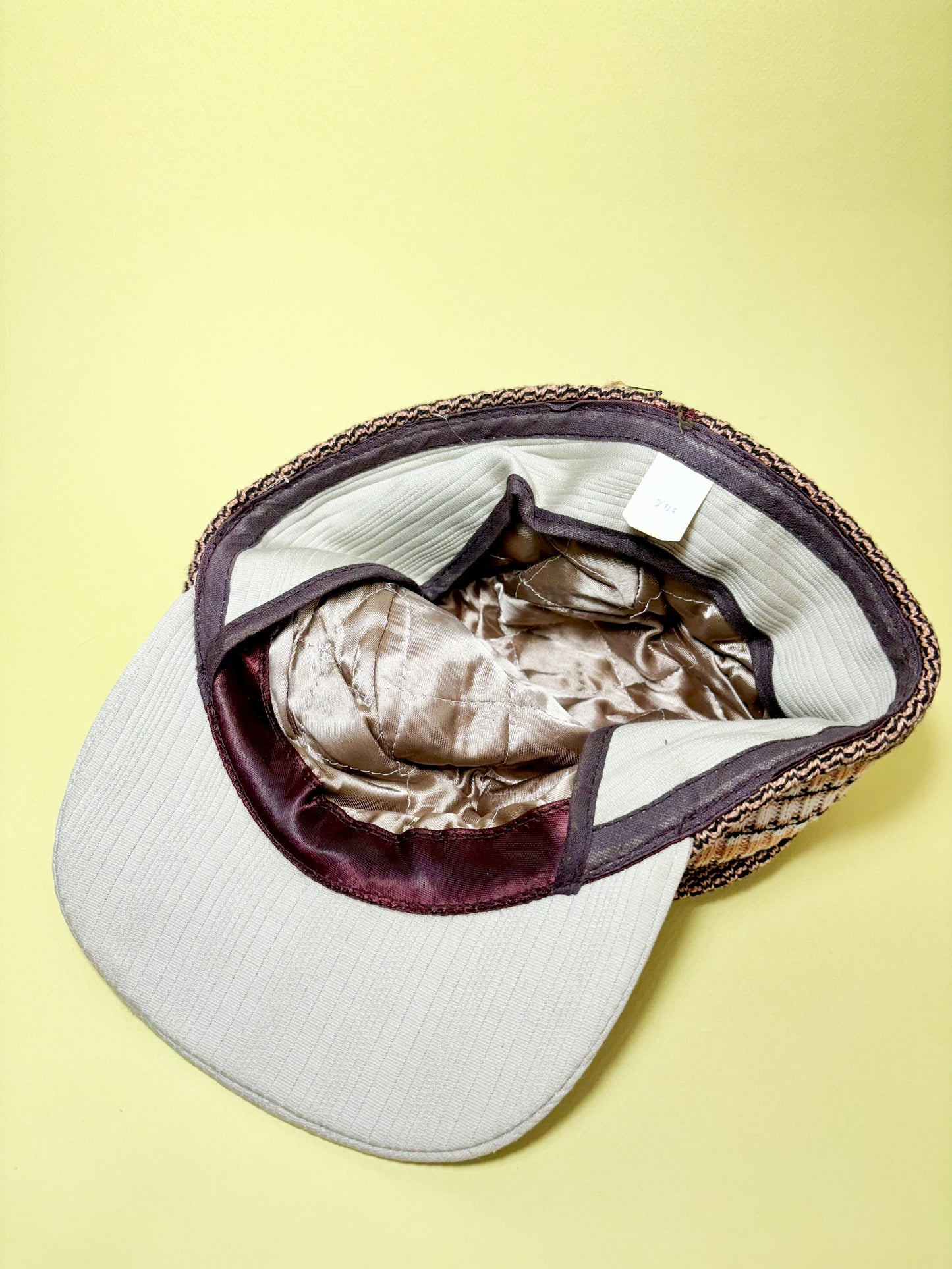 50's Mrs. Maisel Tan & Brown Sweater Ribbed Earflap Winter Hat