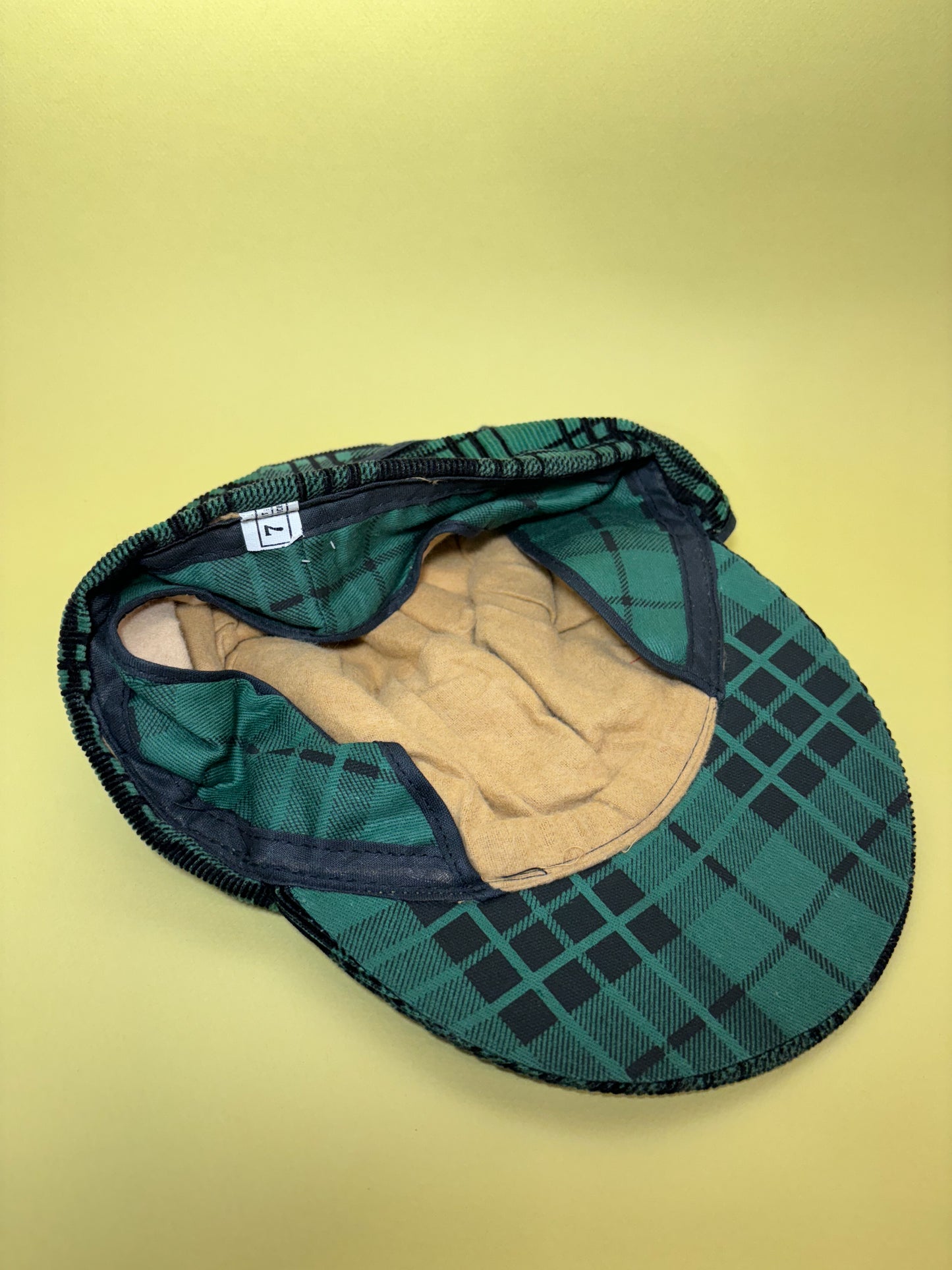 50's Mrs. Maisel Green & Black Tartan Corduroy Earflap Winter Baseball Cap