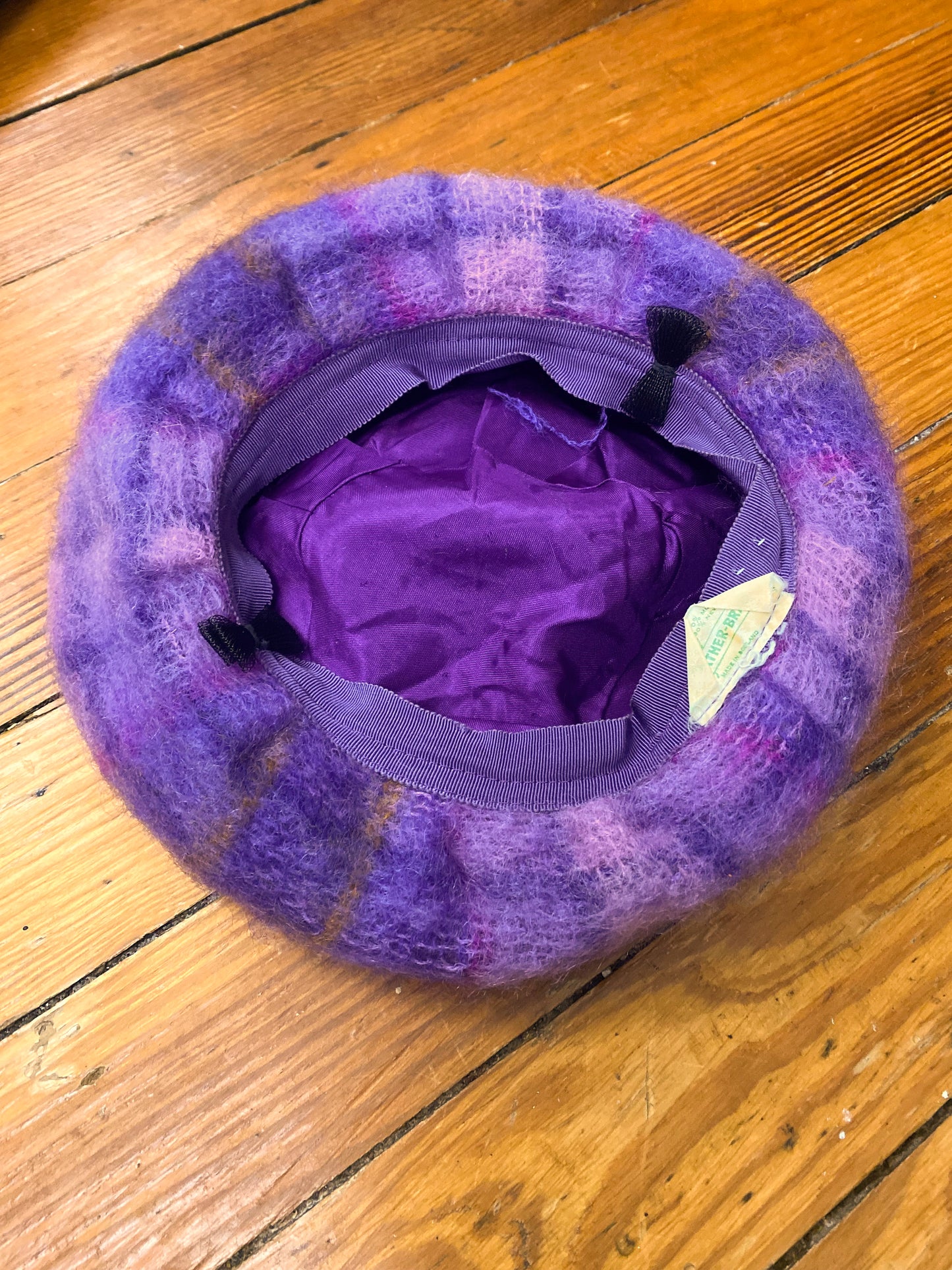 50's/60's "Marvelous Mrs. Maisel" Purple Plaid Mohair Wool Scottish Tam Beret