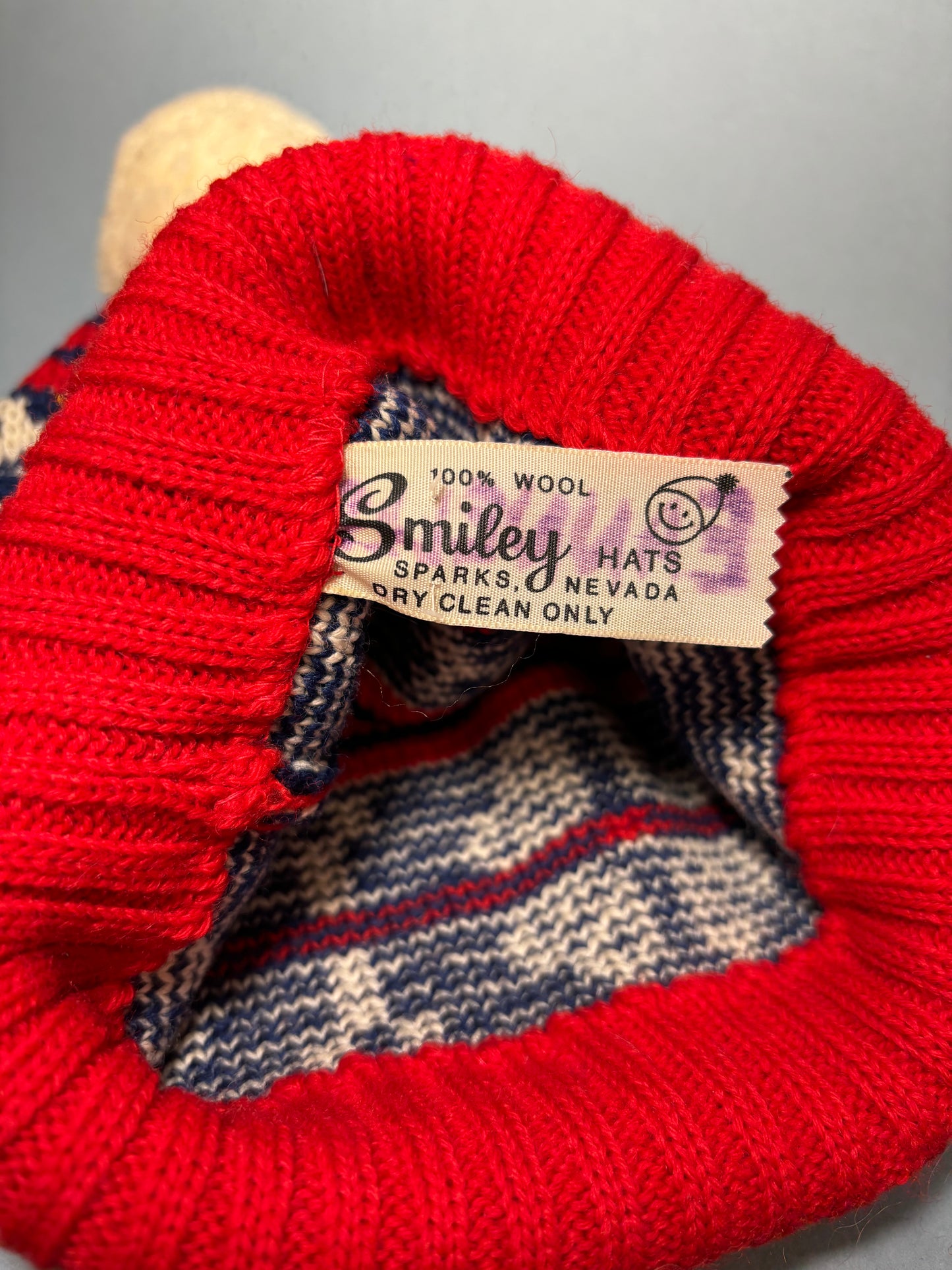 60's "Marvelous Mrs. Maisel" Red, Blue & White Fairisle Winter Beanie