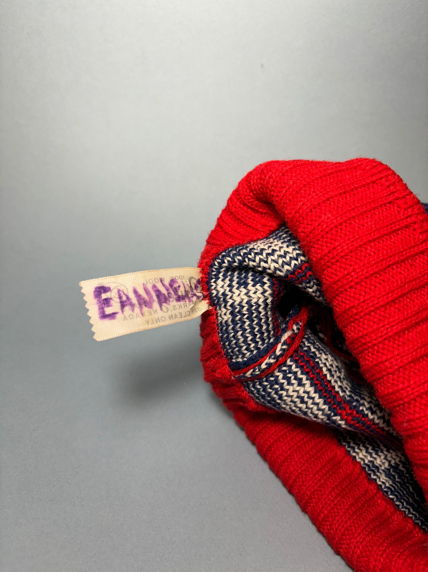 60's "Marvelous Mrs. Maisel" Red, Blue & White Fairisle Winter Beanie