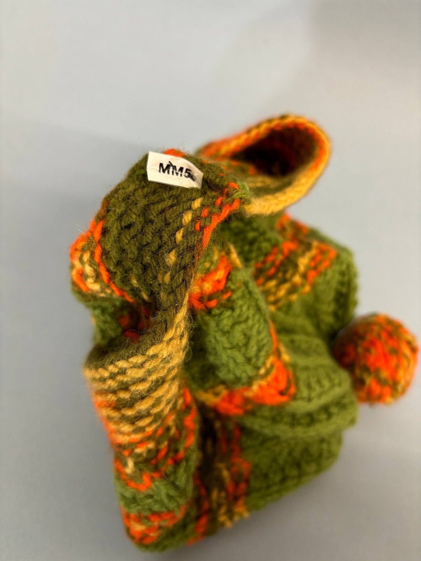 60's "Marvelous Mrs. Maisel" Green Yellow Orange Striped Winter Beret