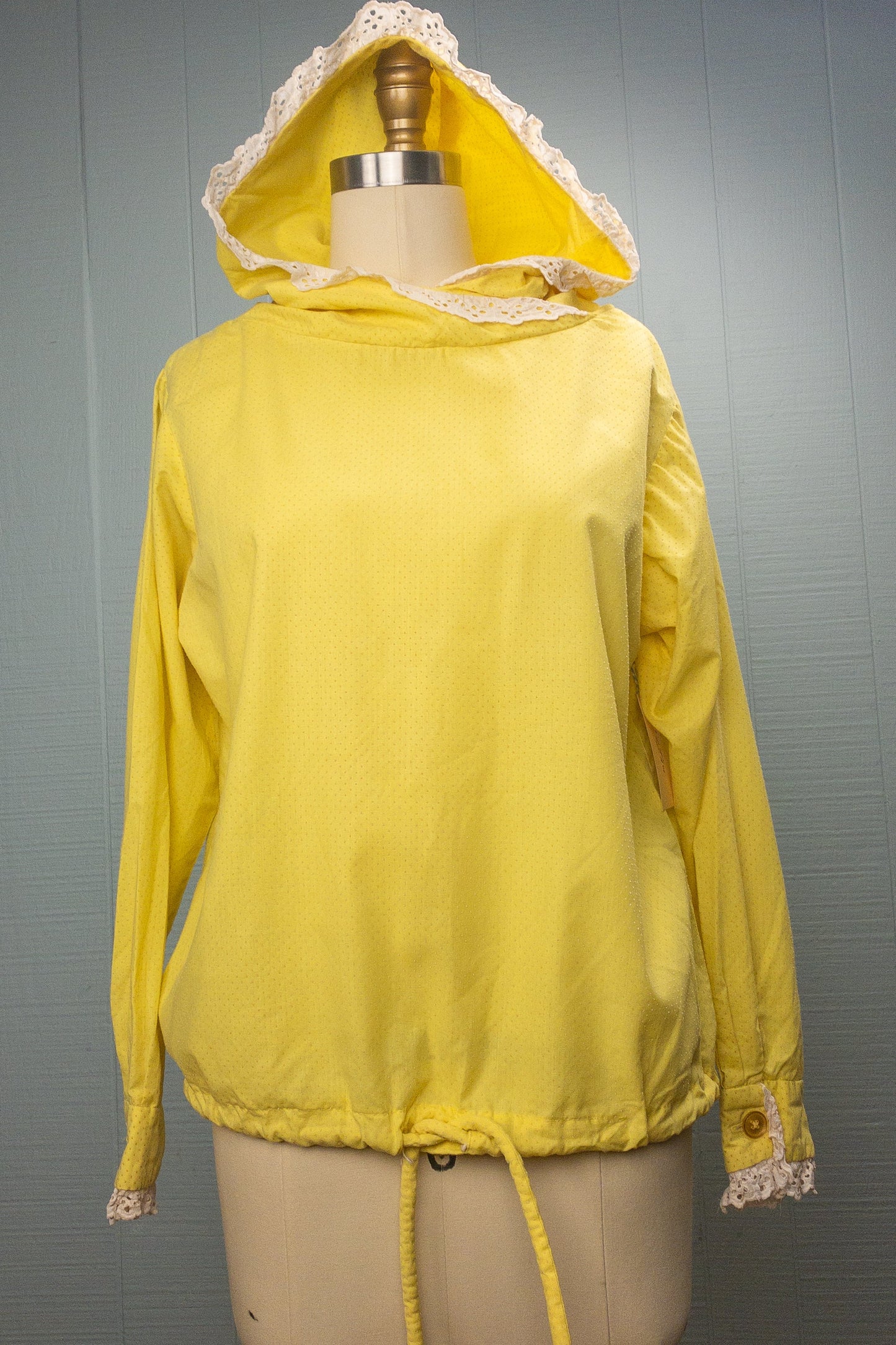 60's Yellow Dots & Lace Hoodie | S/M