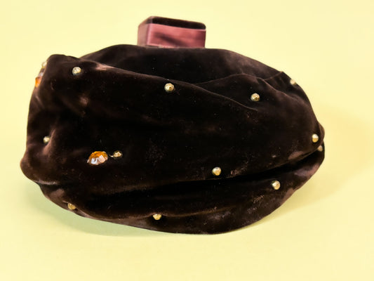 50s/60s Mrs. Maisel Chocolate Brown Velvet Hat