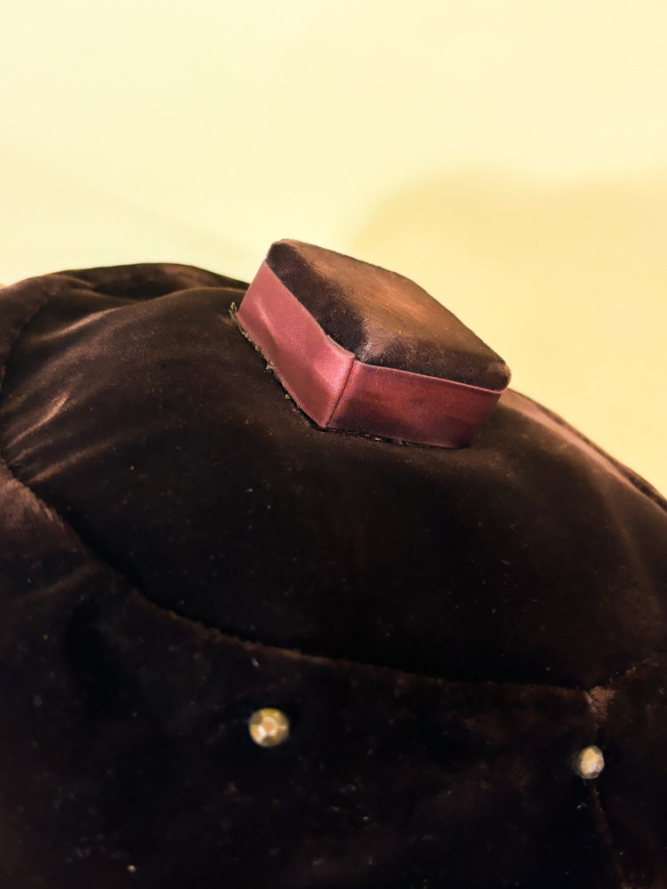 50s/60s Mrs. Maisel Chocolate Brown Velvet Hat