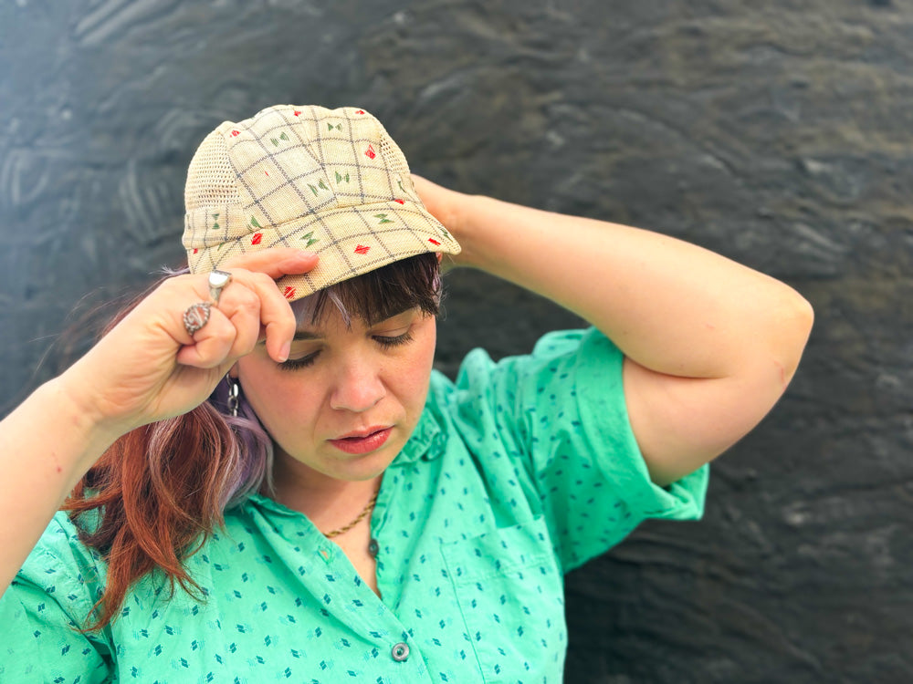 50s Mrs. Maisel Cream, Green & Red Embroidered Baseball Cap