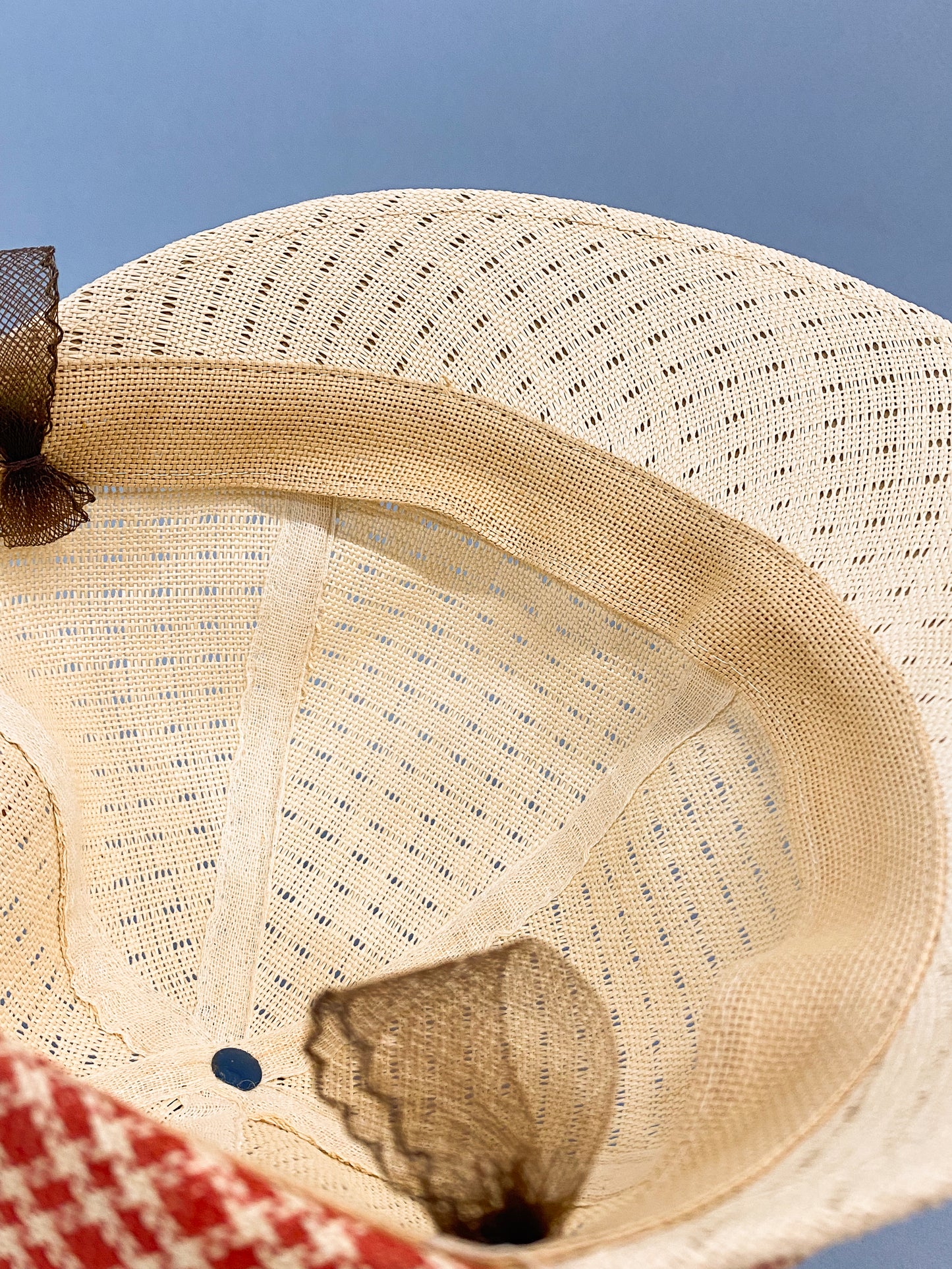 50's "Marvelous Mrs. Maisel" Red & Cream Open Cane Sporty Sun Baseball Cap