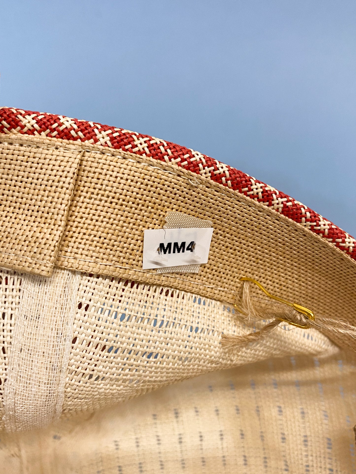 50's "Marvelous Mrs. Maisel" Red & Cream Open Cane Sporty Sun Baseball Cap