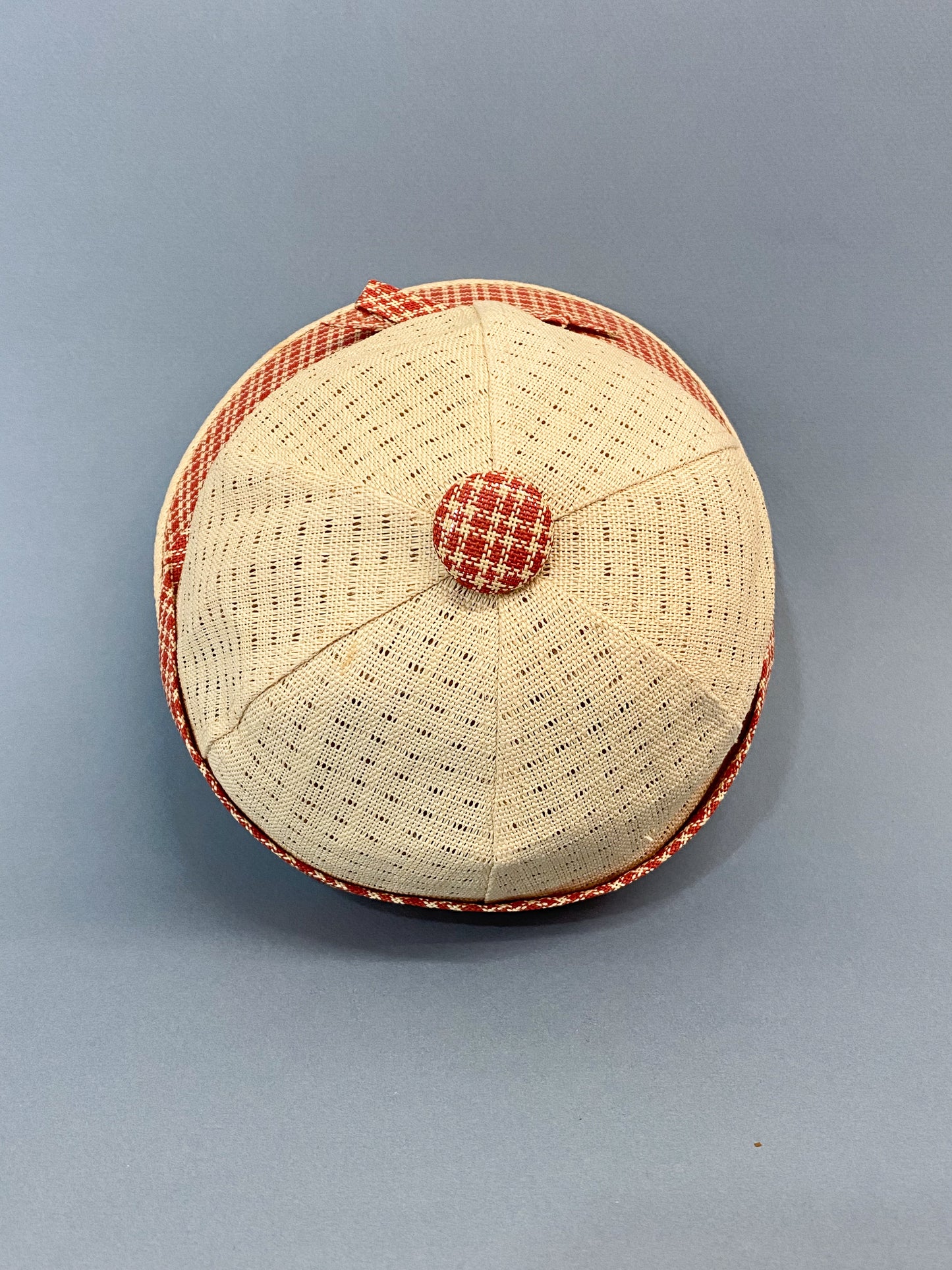 50's "Marvelous Mrs. Maisel" Red & Cream Open Cane Sporty Sun Baseball Cap