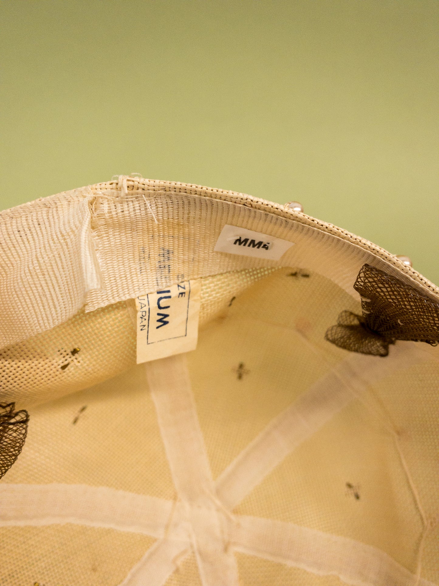 50's "Marvelous Mrs. Maisel" Natural Cream Beaded Sporty Sun Baseball Cap